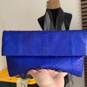 Chic Blue Real Python Clutch